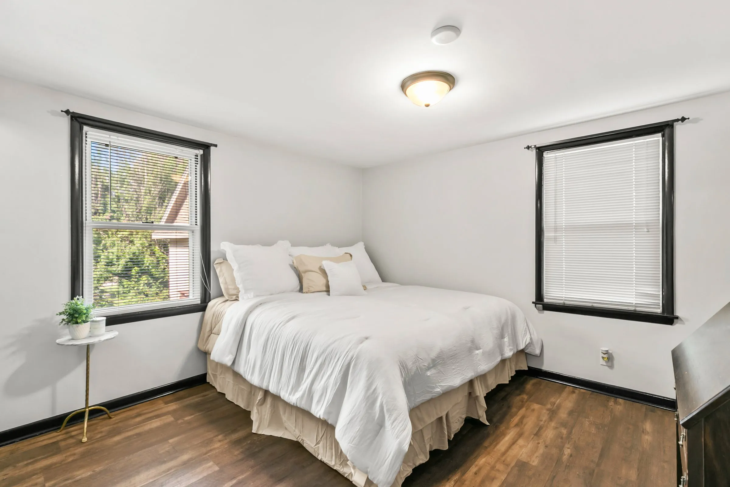 Bright bedroom with two windows
